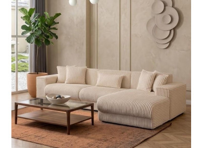 Ecksofa Moderner Stil Weiß Holzgestell Weich Elegant Komfortabel