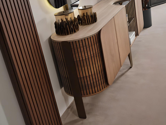 Esszimmer-Set Tisch Konsoltisch Spiegel Braun Farbe Moderner Stil Neu