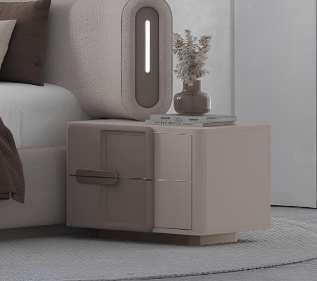 Nachttisch Moderner Stil Beige Farbe Geräumiger Nachttisch Holzrahmen