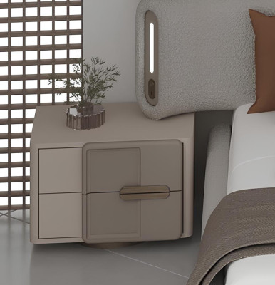 Nachttisch Moderner Stil Beige Farbe Geräumiger Nachttisch Holzrahmen