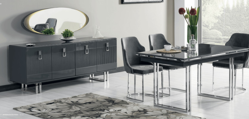 Esszimmer-Set mit Tisch, 4 Stühlen und Sideboard, 6-teilig