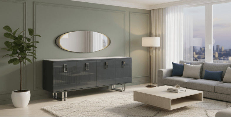 Esszimmer-Set mit Tisch, 4 Stühlen und Sideboard, 6-teilig