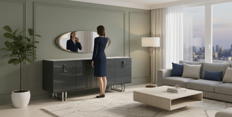 Esszimmer-Set mit Tisch, 4 Stühlen und Sideboard, 6-teilig