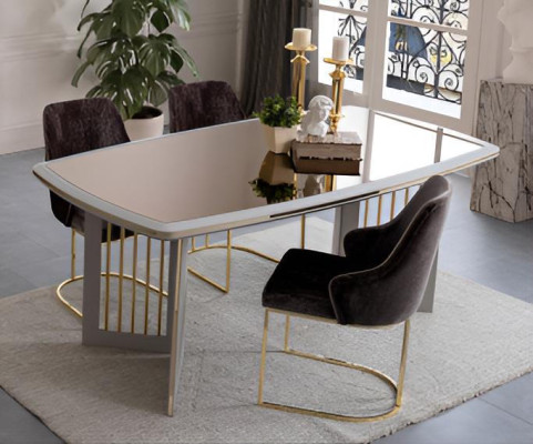 Esszimmer-Set: Esstisch, 3 Stühle, Sideboard & Spiegel Modern Luxus