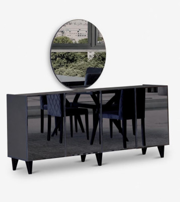 Esszimmer-Set Modern Schwarz Tisch + Sideboard Klassisch Baum