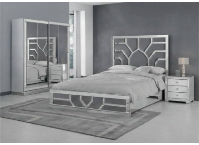 Modernes Schlafzimmer-Set mit Bett, Nachtisch und Kleiderschrank
