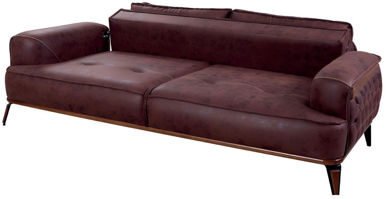3-Sitzer sofa Leder Modern Kissen Elegant Komfortabel Dunkelbraun Neu