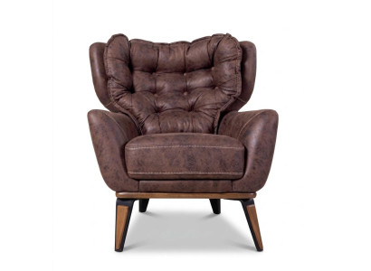 Sessel Modern Leder Komfortabel Bequem Dunkelbraun Weiche Rückenlehne
