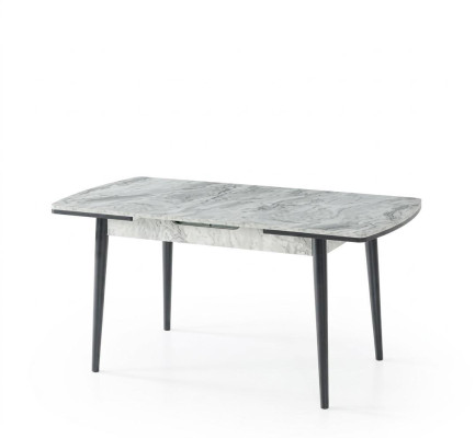 Esszimmer-Set Esstisch 4x Stuhl Grau Komfortabel Marmor Modern