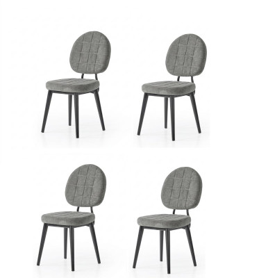 Esszimmer-Set 4x Stuhl Grau Bequem Weich Stoff Modern Stilvoll