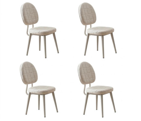 Esszimmer-Set 4x Stuhl Weich Bequem Moderner  Komfortabel Beige