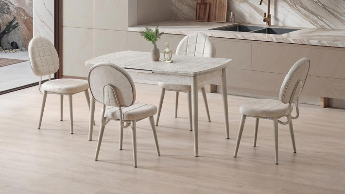 Esszimmer-Set 4x Stuhl Weich Bequem Moderner  Komfortabel Beige