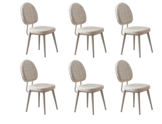 Esszimmer-Set 6x Stuhl Weich Bequem Moderner  Komfortabel Beige