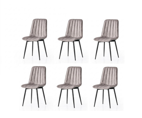 Esszimmer-Set 6x Stuhl Weich Bequem Modern Komfortabel Grau Stilvoll
