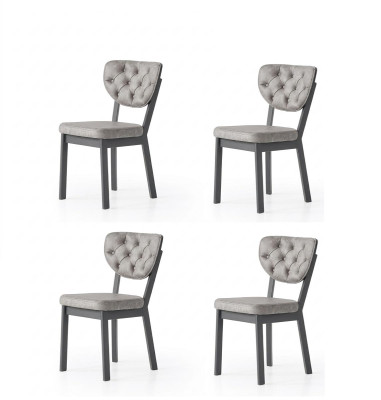 Esszimmer-Set 4x Stuhl Weich Bequem Moderner  Komfortabel Grau