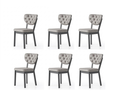 Esszimmer-Set 6x Stuhl Weich Bequem Moderner  Komfortabel Grau