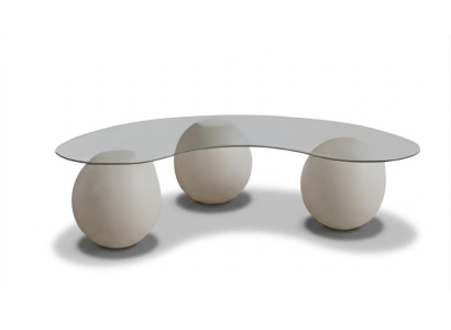 Moderner Couchtisch mit Glasplatte Designer-Tisch in Nierenform