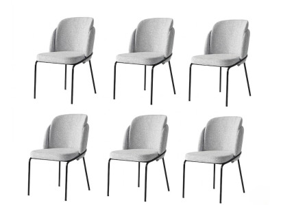Stuhl-Set 6x Stuhl Grau Bequem Modern Stilvoll Weich Klassisch
