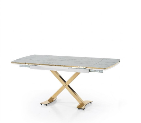 Esszimmer-Set Esstisch 4x Stuhl Modern Marmor Komfortabel Ausziehbar
