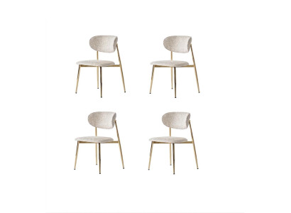 Stuhl-Set 4x Stuhl Beige Bequem Weich Stoff Modern Golden Elements