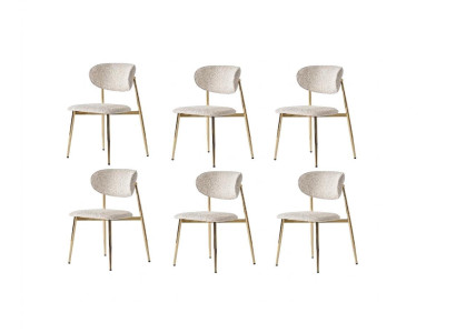 Stuhl-Set 6x Stuhl Beige Bequem Modern Stilvoll Weich Klassisch
