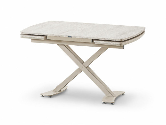 Esszimmer-Set Esstisch 4x Stuhl Modern Marmor Beige Ausziehbar