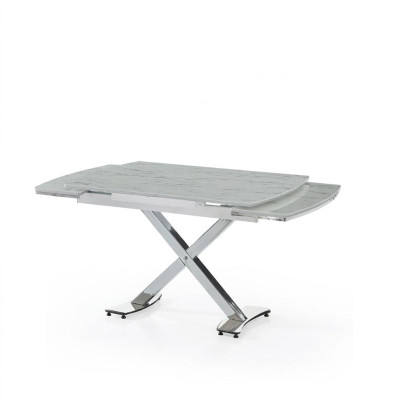 Esszimmer-Set Esstisch 4x Stuhl Grau Ausziehbar Modern Auf Rädern