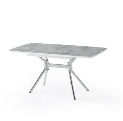 Esszimmer-Set Esstisch 4x Stuhl Modern Grau Komfortabel Ausziehbar