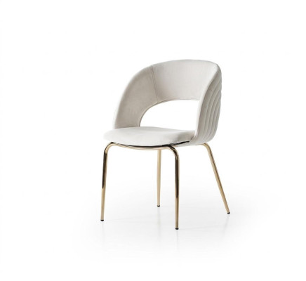 Esszimmer-Set Esstisch 4x Stuhl Modern Marmor Beige Ausziehbar Gold