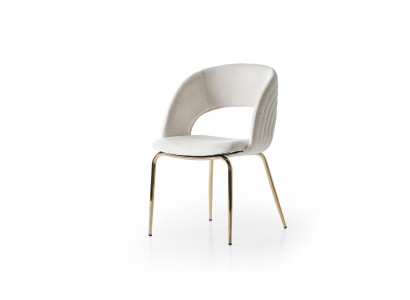 Stuhl Bequem Weich Stoff Metall Gold Beige Modern Komfortabel