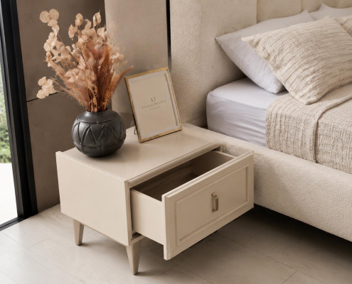 Nachttisch bequem minimalistisch beige schön modern neu