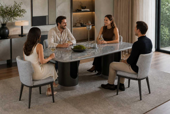 Esszimmer Luxuriöses Einrichtung Modern Set Esstisch + 4x Stühle Designer