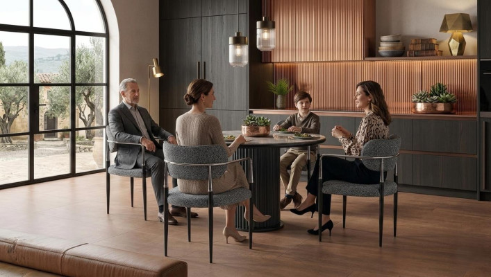 Esszimmer-Set Esstisch 4x Stuhl Modern Marmor Komfortabel Schwarz