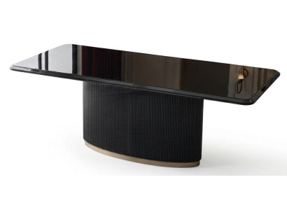 Stilvoller schwarzer Esstisch rechteckiger Tisch glänzendes Design Esszimmer