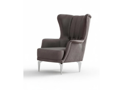 Sessel Modern Grau Elegant Ohrensessel Clubsessel Polstersessel Design