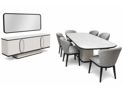 Komplettes Esstisch mit 6x Stühle Esszimmer Sideboard mit Spiegel