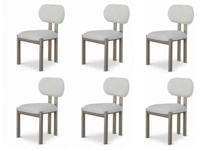 6X Stuhl Weiß Braun Moderner Stil Komfortabel Minimalistisch Schlicht