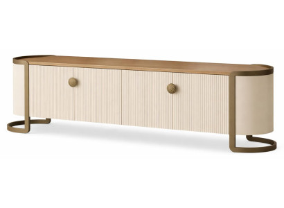 Beiger Fernsehschrank TV-Kommode aus Holz stilvolle TV-Konsole Wohnzimmermöbel