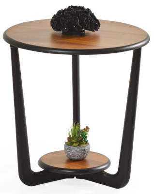Couchtisch Rund Schwarz Braun Holz Modern Beistelltisch Luxus Neu