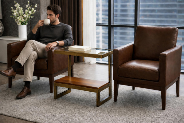 Couchtisch Beistelltische Wohnzimmer Rechteckig Glas Braun Neu Holz