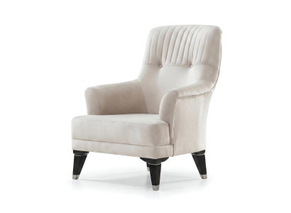 Sessel Modern Beige Edel Samt Polstersessel Bequem Designer Bequemer