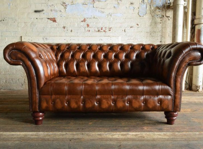 Chesterfield Ledersofa Couch Polster designer 2 Sitzer Textil Sofas Couchen Neu