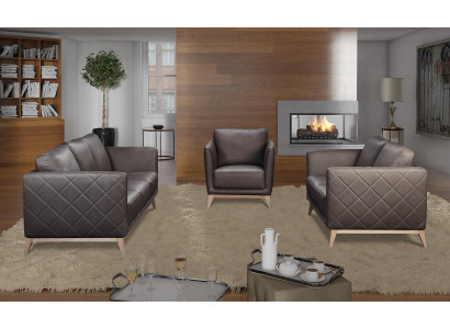 Leder Design Couch Polster Sitz 3+1+1 Garnitur Sofa Garnituren Kunstleder Sofas