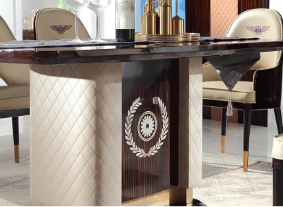 Design Luxus Ess Zimmer Wohn Tisch Holz Hochglanz Leder Tische italien Möbel Neu