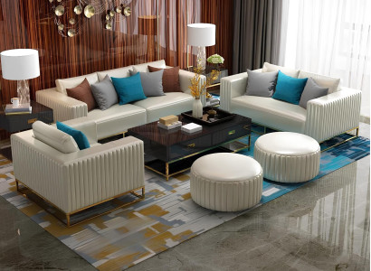 Luxus Leder Sofa Couch Polster Sitz Garnitur 321 Komplett Set Designer Sofas Neu