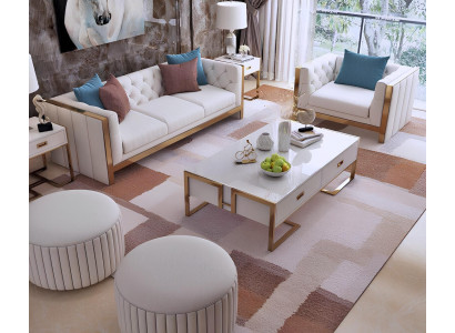 Edel Stahl Couch Polster Stoff Sofa 321 Sitzer Couchen Garnitur Set Italienische