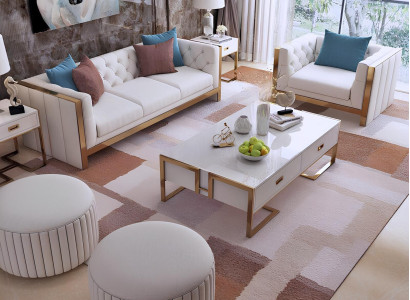 Edel Stahl Couch Polster Stoff Sofa 321 Sitzer Couchen Garnitur Set Italienische