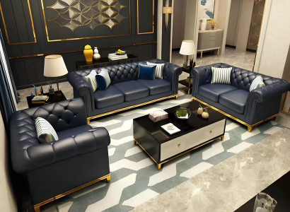 Chesterfield  Luxus Sofa Couch Polster Sitz Leder Garnitur 321 Sitzer Couchen