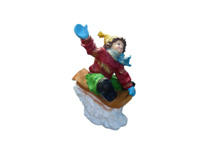 Junge Schnee Winter Figur Statue Deko Figuren Dekoration Garten Schlitten Fahrt