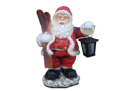 Weihnachtsmann Figur Statue Aussenleuchte Dekoration Nikolaus Skulptur 41cm Neu